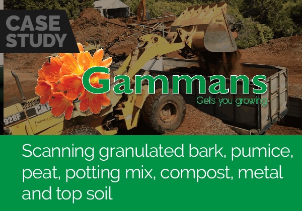 Scanning granulated bark, pumice, peat, compost, potting mix, metal and top soil