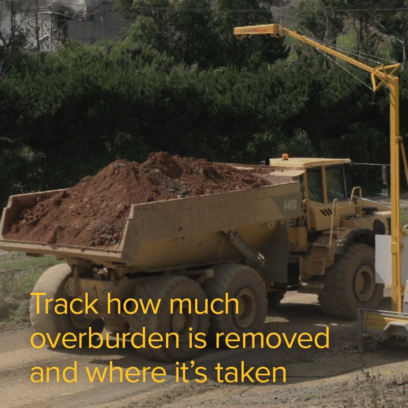 Loadscan_Quarries_Track overburden Track how much overburden is removed and where it’s taken