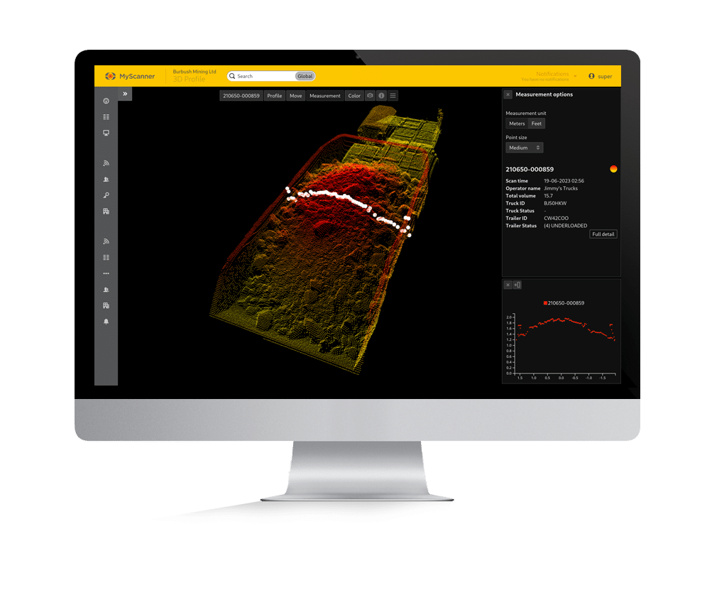 3D Loadscan Profiler-Bildschirme